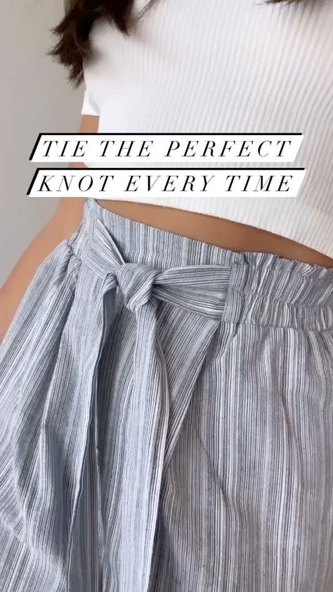 How To Tie Cute Knots For Shirts, How To Tie A Flat Knot, Belt Knots Waist, Ways To Tie A Dress Belt, How To Tie A Dress Belt Knots, Tying A Knot In A Dress, How To Tie A Fabric Belt On Pants, How To Tie Shorts Knot, Tie A Belt Knot