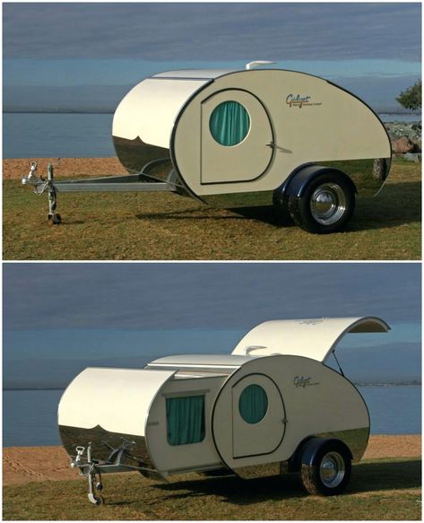 You can nearly double the size of the Gidget Retro Teardrop Camper by simply sliding it out Kombi Pick Up, Teardrop Camper Plans, Teardrop Caravan, Teardrop Camping, Retro Trailer, T3 Vw, Teardrop Camper Trailer, Camping Vintage, Diy Camper Trailer