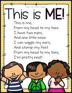 Kindergarten Poems, All About Me Preschool Theme, Preschool Poems, September Preschool, Me Preschool Theme, Circle Time Songs, Kindergarten Songs, Classroom Songs, Songs For Toddlers