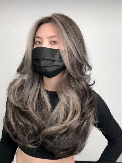 Ash Brown Hair Balayage, Blonde Asian Hair, Grey Balayage, Hair Color Asian, Trend Ideas, Black Hair Balayage, Korean Hair Color, Hair Color Underneath, Brown Hair Inspo