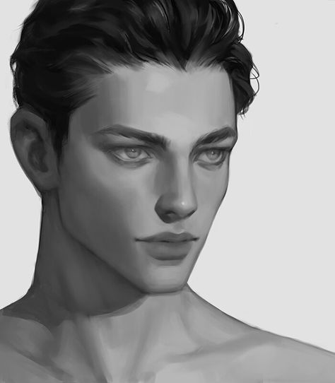 ArtStation - face practice Realistic Male Drawing, Men Reference Drawing, Men Reference Pose, Art Reference Cute, Face Drawing Realistic, Digital Art Men, Man Drawing Reference, Man Portrait Drawing, Smirk Drawing