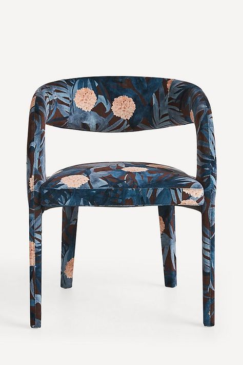 Frederica Velvet Hagen Dining Chair Patterned Dining Chairs, Colored Dining Chairs, Sculptural Chair, Blue Dining Chair, Velvet Accent Chair, Upholstered Accent Chairs, Chic Pattern, Upholstered Arm Chair, Accent Chairs For Living Room