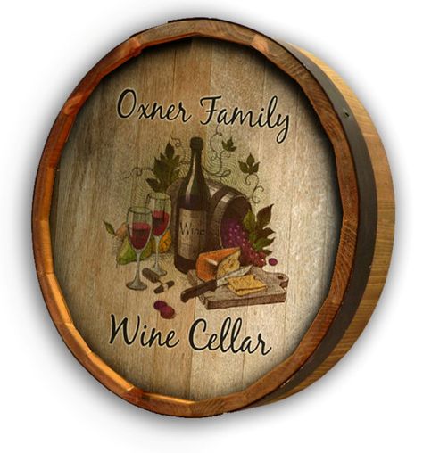 FAMILY WINE CELLAR Quarter Barrel Bar Sign Personalized for Home Decor or Man Cave Pub Wall Table Decor, Custom Wine Cellars, Pub Signs, Wine Decor, Wine Bottle Decor, Home Bar Decor, Oak Barrel, Spiced Rum, Print Decals