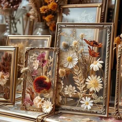 Crafted with care, our dried flower frames showcase the intricate beauty of dried blooms, preserving the fleeting moments of nature in a lasting form. Cute Photo Display Ideas, Dried Floral Frame, Display Dry Flowers, Dry Flower Backdrop, Styling Dried Flowers, Dried Flower Shadow Box Diy, Dried Wildflowers Decor, What Can I Do With Dried Flowers, Dried Flower Window Display