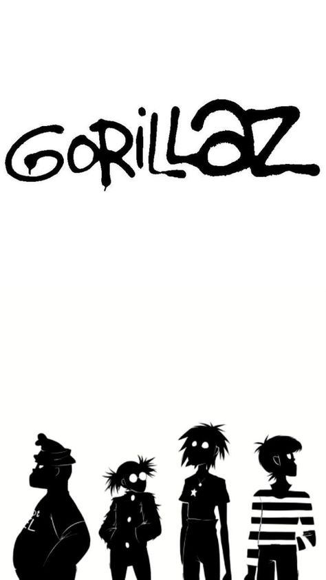 Gorillaz Font, Gorillaz Black And White, Gorillaz Poster, Gorillaz Aesthetic, Gorillaz Wallpaper, Simple Cat Drawing, Gorillaz Art, Working Drawing, Phone Wallpaper Design