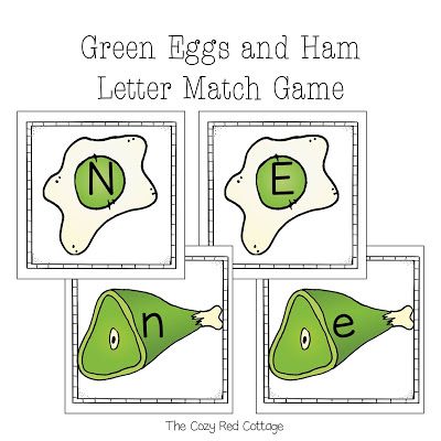 Green Eggs and Ham Letter Match Dr Suess Literacy Activities Preschool, Dr. Seuss Preschool, Dr Suess Theme Preschool, Green Eggs And Ham Preschool, Green Eggs And Ham Crafts, Green Eggs And Ham Activities Preschool, Green Eggs And Ham Snack, Green Eggs And Ham Craft, Green Eggs And Ham Activities