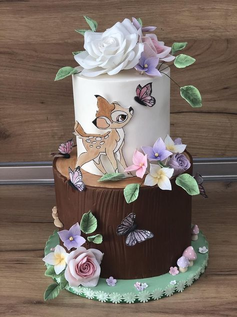 Cake Bambi Disney, Bambi First Birthday Cake, Bambi Theme Cake, Bambi Cake Topper, Bambi Cake Pops, Bambi Gender Reveal, Bambi Cake Ideas, Bambi Cakes Girl, Bambi Themed Baby Shower Ideas