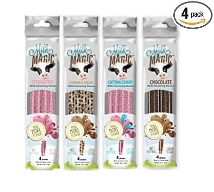 Amazon.com: Milk Magic Milk Flavoring Straws, 4-Pack Bundle (16 count), Chocolate, Strawberry, Cotton Candy, Cookies & Cream Cereal Straws : Grocery & Gourmet Food Magic Milk Straws, Milk Straws, Cotton Candy Cookies, Magic Milk, Magic Chocolate, Fun Straws, Vanilla Milkshake, Vanilla Milk, Strawberry Cookies