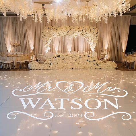 Mr and Mrs Wedding Dance Floor Decal Personalized Wedding Monogram for Dance Floor or Reception Rustic Style Decor Wedding Decorations - Etsy White And Gold Venue Decorations, Classy Glam Wedding, Wedding Gold Decorations, Dance Floor Decal Wedding, Dance Floor Decorations Wedding, Wedding Ideas Reception Decoration, Classy Wedding Venues, Dancing Floor Wedding, Elegant Reception Decor