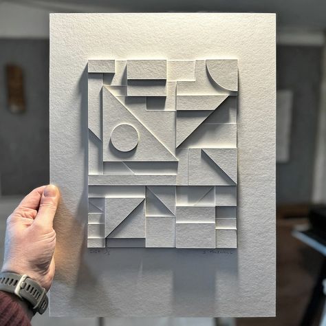 My latest large Paper Maquette under light 🤍 . Super pleased and thank you to everyone who purchased one of these. This edition of 5 has sold out. A new design is in progress ✨ . 🤍 . . . . . . . . . #sculpture #paperartistcollective #originalart #collage #paperart #modernart #scandinaviandesign #artforinteriors #contemporaryart #artistoninstagram #midcenturyinspired #contemporarysculpture #minimalabstract #artcollector #artwork #abstractart #geometric #collageart #interiordesign #wallsculptur... Paper Maquette, Sculpture Geometric, Abstract Geometric Art Print, Pattern Design Drawing, Geometric Composition, Geometric Sculpture, Wall Piece, Please And Thank You, Contemporary Sculpture