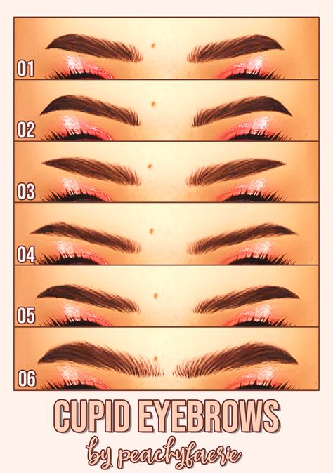 cupid eyebrows set ☾ | peachyfaerie on Patreon The Sims 4 Cc Makeup Set, Sims 4 Cc Font Replacement, Berry Avenue Cast Codes, Sims 4 Cc Skin Colors Maxis Match, S4cc Lashes, Different Eyebrows, Sims 4 Cc Eyes, Die Sims 4, The Sims 4 Skin