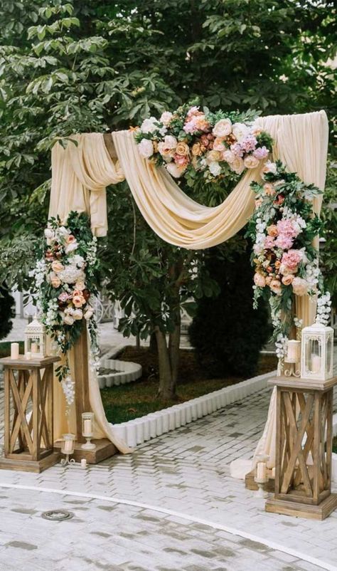 Wedding Setup, Flowers And Greenery, Beige Wedding, Wedding Arbour, Wedding Ceremony Backdrop, The Arch, Ceremony Backdrop, Marriage Ceremony, Wedding Ceremony Decorations