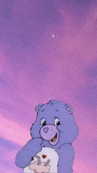 Harmony Bear <3 (From Care Bears) Care Bears Aesthetic, Purple Care Bear, Bears Aesthetic, Bear Aesthetic, Background Purple, Purple Background, Care Bear, Care Bears, Bears