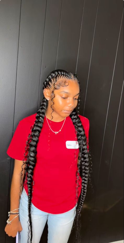 Two Braids Hairstyle Black Women, 2 Braids Hairstyles, Guys Hairstyles, Hairstyles Tiktok, Cornrow Ponytail, Two Braid Hairstyles, Long Ponytail, 2 Braids, Braided Hairstyles For Black Women Cornrows