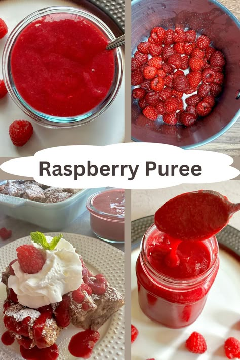 Raspberry Puree - HOORAH to Health Raspberry Puree For Cheesecake, Homemade Fruit Puree, Raspberry Puree Recipe For Drinks, Raspberry Puree Recipe Desserts, Berry Puree Recipe, Raspberry Puree Recipe, Raspberry Compote Recipe, Cheesecake Waffles, Ice Cream Cheesecake