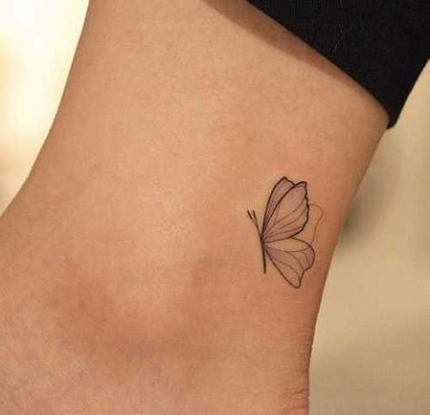 29 Tiny Butterfly Tattoo Ideas Simple Butterfly Tattoos For Women, Tiny Butterfly Tattoos For Women, Ankle Tattoo Butterfly, Small Delicate Tattoo, Tiny Ankle Tattoo, Butterfly Meaning Tattoo, Small Butterfly Tattoos For Women, Butterfly Tattoo Ankle, Mini Butterfly Tattoo