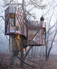 Tree House Plans, Cool Tree Houses, Tree House Designs, Castle Designs, Tiny House Cabin, Cabin In The Woods, Cabin Life, Forest House, Cabins In The Woods