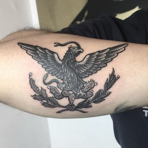 Mexico Traditional Tattoo, Traditional Spanish Tattoo, Mexican American Tattoos, Mexico Tattoo Ideas, Mexican Eagle Tattoo, Mexican Flag Tattoos, Imperial Tattoo, Eagle Snake, Mexico Tattoo