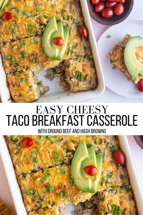 Taco Egg Casserole, Ground Beef Brunch Recipes, Taco Meat Breakfast Recipes, Easy Mexican Breakfast Casserole, Breakfast Recipes With Ground Beef, Breakfast Casserole With Ground Beef, Ground Beef Egg Casserole Recipes, Leftover Steak Breakfast, Breakfast Mexican Casserole