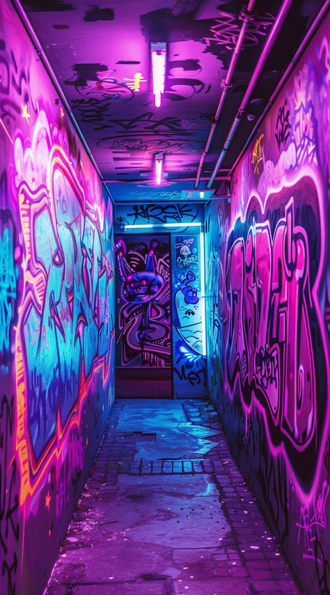 Neon Art Aesthetic, Black Light Aesthetic, Black Light Art, Neon Graffiti, Cyberpunk Background, Neon Grunge Aesthetic, Vaporwave City Aesthetic, Cyberpunk Graffiti, Neon Cyberpunk Aesthetic