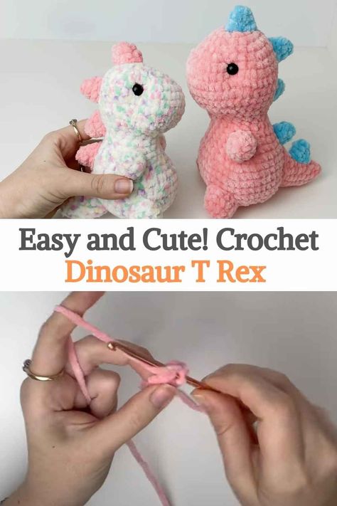 T Rex Free Crochet Pattern, Amigurumi Dinosaur Free Pattern Easy, How To Crochet A Dinosaur For Beginners, Easy To Crochet Animals, Cute Crochet Dinosaur Free Pattern, How To Make A Crochet Dinosaur, Diy Crochet Animals Easy, Crochet Amigurumi Video Tutorials, Plush Dinosaur Crochet Pattern