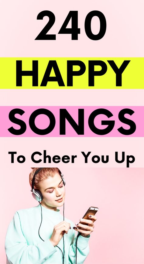 Playlists to listen to when feeling down. Feel good music. Happy songs. How to be happy. Self help. Good playlists to listen to. Happy songs playlist. Songs to listen to. Playlists to listen to. #music #playlist #songs Positive Songs Playlist, Easy Listening Playlist, Songs To Boost Your Mood, Uplifting Songs Playlists, Songs To Make You Happy, Uplifting Music Playlists, Feel Good Songs Happy, 50s Music Playlist, Playlists On Spotify To Listen To