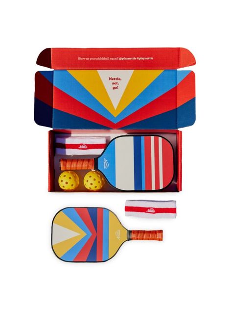 Shop Nettie Double Pack Pickleball Paddle Set | Saks Fifth Avenue Corporate Branded Gifts, Beach Packing, Umbrella Designs, Pickleball Paddles, Kid Toys, Paddles, Bright Designs, Sports Gifts, Pickleball