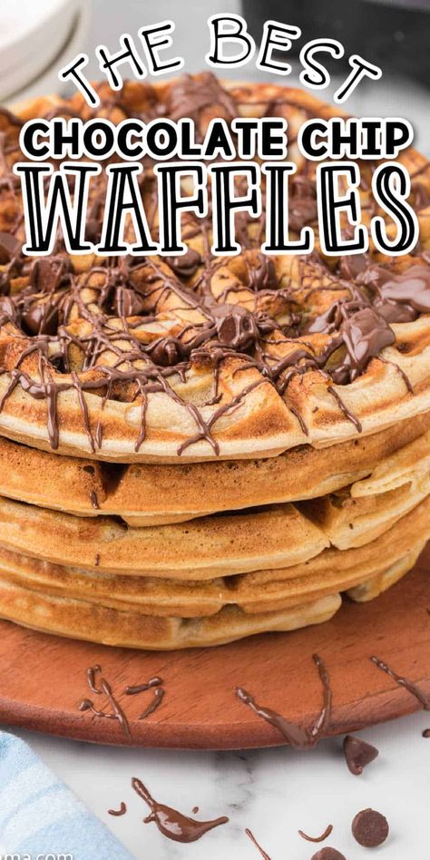 Choc Chip Waffles, Chocolate Chip Waffles Recipe, Homemade Waffle Mix, Chocolate Chip Waffle Recipe, Chocolate Chip Waffle, Greek Yogurt Waffles, Sweet Waffles, Waffle Batter, Chocolate Chip Waffles