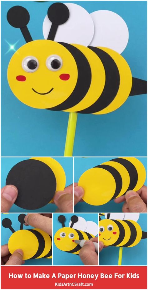 Bees For Kids, Bumble Bee Craft, Bee Craft, Bee Crafts For Kids, Bumble Bee Art, Bee Activities, Bee Classroom, Insect Crafts, Honey Diy