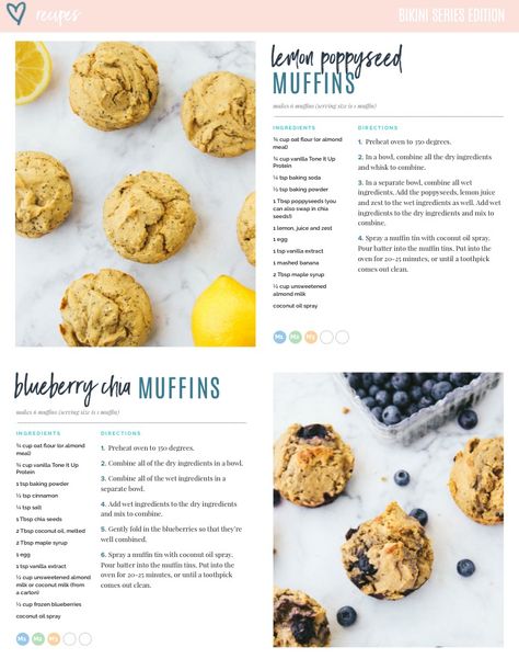 Tiu Recipes, Poppy Seed Muffins, Lemon Poppyseed Muffins, Blueberry Muffins, Blue Berry Muffins, Tone It Up, Healthy Baking, Protein Powder, Only 1