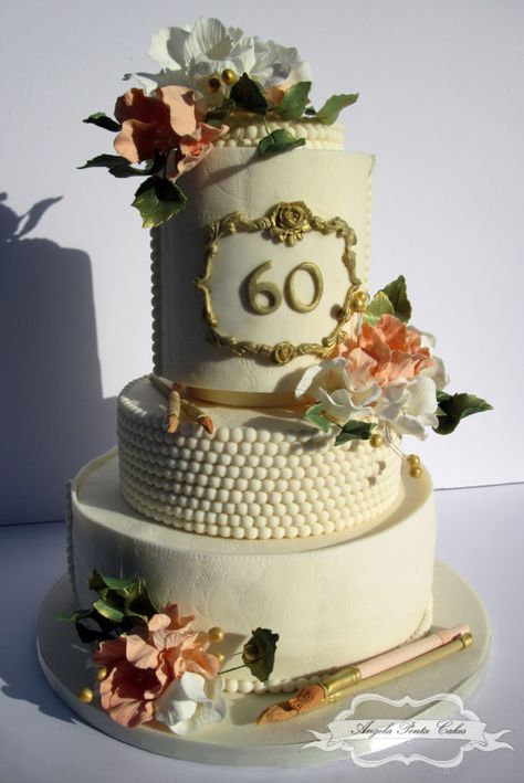 60th Birthday Cake For Ladies, 60th Birthday Cake For Mom, Fancy Birthday Cakes, 60th Birthday Cake, Cake Elegant, Tiered Cakes Birthday, Birthday Cake For Mom, Sixtieth Birthday, 60th Birthday Cakes