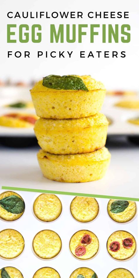 Simple Egg Muffins with Cauliflower and Cheese. Egg cups are perfect for kids and baby led weaning. A Healthy breakfast or snack, packed with veggies picky eaters will never notice Veggies Picky Eaters, Quick Nutritious Breakfast, Cauliflower And Cheese, Low Sugar Muffins, Baby Treats, Breakfast Egg Muffins, Kid Life, Baby Led Weaning Recipes, Weaning Recipes