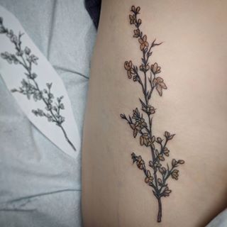 Forsythia on the front of the hip for Natalie today, thanks so much!   #lineworktattoo #floraltattoos #botanicaltattoo #pittsburghtattooers #pittsburghtattooartist #ladytattooers #armaturetattooco Forsythia Tattoo, Arm Tats, Botanical Tattoo, Line Work Tattoo, Thanks So Much, Tattoo Art, Tattoos And Piercings, Maple Leaf Tattoo, I Tattoo