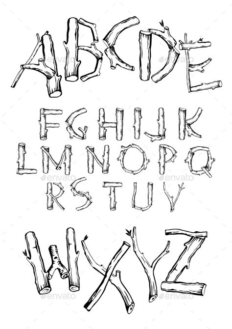 Font of the various branches of the different types of trees. Fonts For Logos, Nature Letters, Nature Font, Types Of Trees, Tag Alphabet, Handwriting Logo, Fonts Lettering, Free Handwriting, Lettering Alphabet Fonts