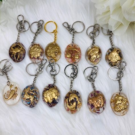 Medium sized cute custom resin zodiac sign keychains made by angiescreationshop Cute Zodiac, Zodiac Sign, Keychains, Zodiac Signs, Charm Bracelet, Personalized Items