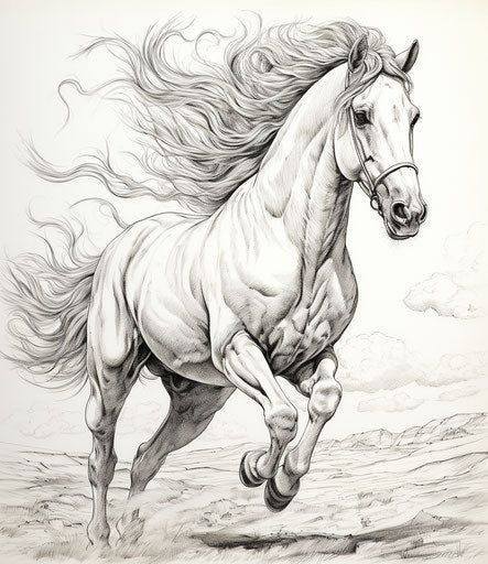 Drawing Of Horse, Printable Horse Coloring Pages, Equine Art Pencil Drawings, Horse Paintings Acrylic, Drawing Horse, Horse Images, Abstract Horse Art, Horse Art Drawing, Horse Anatomy