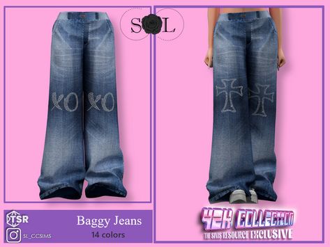 The Sims Resource - Y2K_SL_Baggy_Jeans Wendy Dress, Baggy Clothes, Aesthetic Y2k, Y2k Clothes, Jeans Y2k, Sims 4 Game, Y2k Jeans, Sims 4 Cc Finds, Sims 4 Clothing