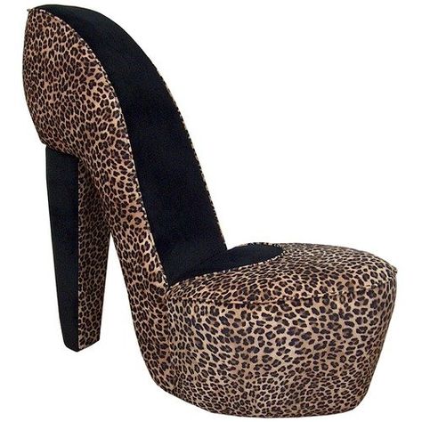 Wildon Home Diva Shoe Chair in Leopard Shoe Chair High Heel, Crazy Chair Design, Cheetah Print Chair, Leopard Print Furniture, Heel Chair, High Heel Chair, High Heel Shoe Chair, Leopard Bedroom, Leopard Print Chair