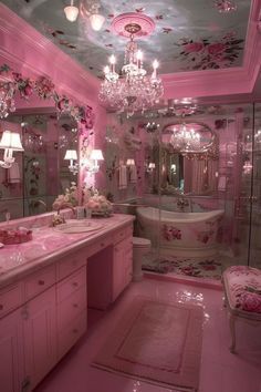 Antoinette Core, Pink Apartment Decor, Girly Apartment Ideas, Pink Bathrooms, Baños Shabby Chic, Pink Apartment, Artistic Room, Girly Bathroom, Magazine Wall