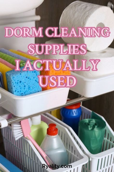 ooooh this is the best dorm cleaning supplies list I've seen! College Dorm Cleaning Supplies, College Cleaning Supplies, Dorm Room Cleaning Supplies, Dorm Supplies List, Dorm Essentials List, Dorm Cleaning Supplies, College Dorm Bathroom, Dorm Room Supplies, Dorm Cleaning