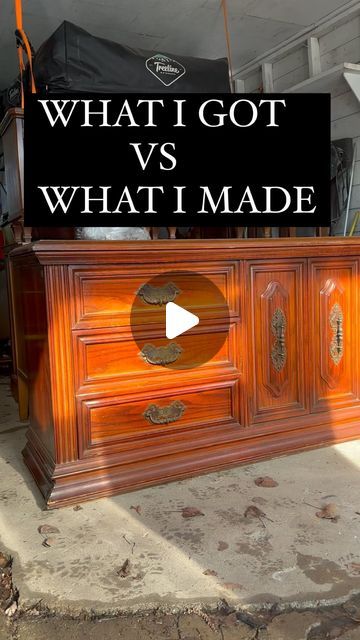 Abisha Laheeb | Vintage and Antique Furniture on Instagram: "What I got VS what I made ✨  #sideboard #vintagedresser #vintagemodern #moderninterior #moderninteriordesign #interiordesign #dressermakeover #paintingfurniture #taupe #saskatchewan #edmonton #alberta #calgary" Dresser As A Buffet, Credenza Makeover Before After, Refinish Armoire Ideas, Vintage Sideboard Makeover, Refurbished Night Stand, Refinished Sideboard, Credenza Makeover, Upcycled Sideboard, Sideboard Makeover