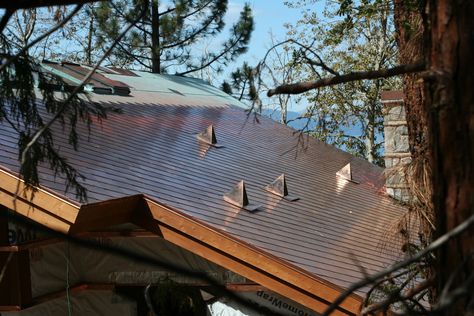 Copper Roofing, Copper Roof, Aged Copper, Tile Projects, Roof Tiles, Copper Metal, Metal Roof, S 10, House Exterior