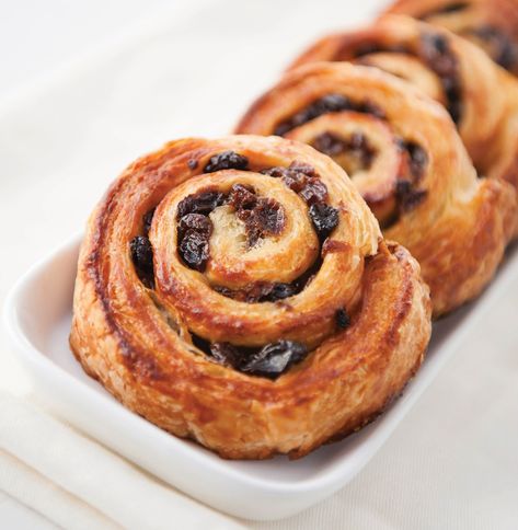 Danish Pastry – Raisin Whirls from The Pink Whisk Guide to Bread Making by Ruth Clemens Raisin Danish Pastries, Danish Pastry Photography, Sweet Bread Aesthetic, Rasin Bread, Danish Pastry Recipe, Pastry Aesthetic, Danish Bread, Croissant Aesthetic, Bread Aesthetic