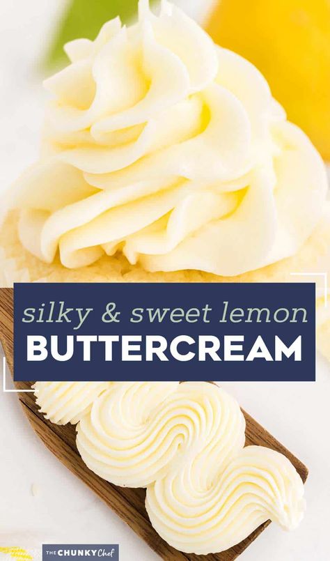 This simple lemon buttercream frosting recipe is silky and light, and bursting with fresh lemon flavors! Perfect for piping onto cupcakes, or spreading onto cakes, cookies, bars, and more! #buttercream #frosting #lemon #icing #dessert #baking Lemon Frosting Recipes, Lemon Buttercream Icing, Homemade Frosting Recipes, Easy Buttercream Frosting, Lemon Buttercream Frosting, Easy Frosting, Frosting Recipes Easy, Lemon Frosting, Cake Frosting Recipe