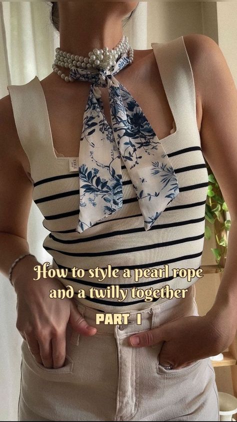 How To Wear Pearls, Pearl Rope, Twilly Scarf, Wear Pearls, How To Wear A Scarf, Fancy Wedding Dresses, Scarf Outfit, Twilly, Scarf Tying