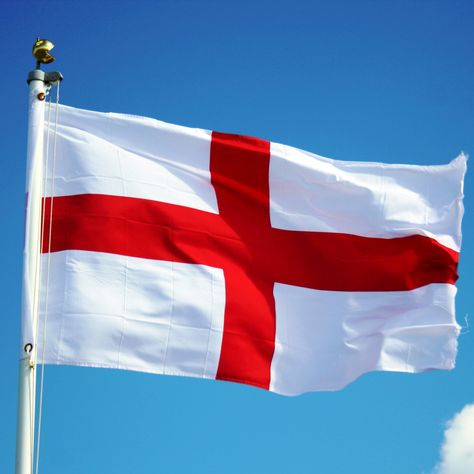 St George is known by his emblem of a red cross on a white background, and is part of the British flag. Description from hallofnames.org.uk. I searched for this on bing.com/images Flag Of England, England Flag, St George, England, Flag, Red, Blue, White