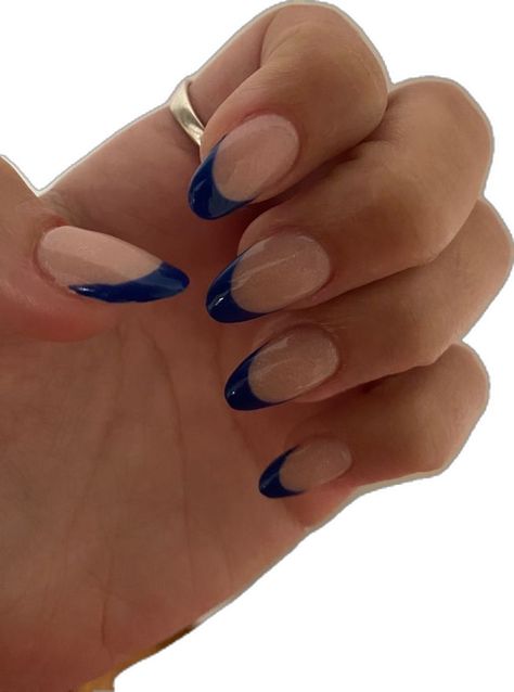 Rounded Acrylic Nails, Hoco Nails, Wave Nails, Dark Blue Nails, Navy Nails, Unghie Sfumate, Blue Acrylic Nails, Girly Acrylic Nails, French Tip Acrylic Nails