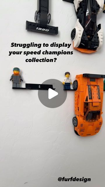 FurfDesign LLC on Instagram: "FurfDesign is here to help😎🏎️  Struggling to display your speed champions collection and other Lego cars? FurfDesign is here to help with these perfect wall mounts for both the car and the figure.   Use code BULK10 at checkout for 10% off your order of 10+ items, BULK20 for 20% off your order of 20+ items, and BULK30 for 30% off your order of 30+ items  #lego #legocars #legospeedchampions #legodisplay #etsy #smallbusiness #speedchampions #3dprinting #carculture #bricks #legomoc #legoart #walldisplay #afol #legotechnic #techniccars #legoroom #fyp #reel #reels #legoreview #furfdesign" Lego Speed Champions Display Ideas, Lego Technic Display, Lego Cars Display, Lego Speed Champions Display, Lego Car Display Ideas, Lego Office, Lego Wall, Diy Lego, Lego Display