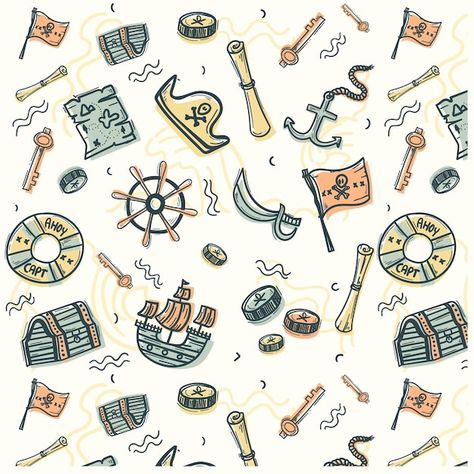 Pirate pattern design | Premium Vector #Freepik #vector #hand-drawn-illustration #doodle-illustration #doodle #hand-doodle Pirate Pattern, Illustration Doodle, Doodle Illustration, Psd Icon, Drawn Illustration, Vector Hand, Aesthetic Iphone, Pattern Drawing, Aesthetic Iphone Wallpaper