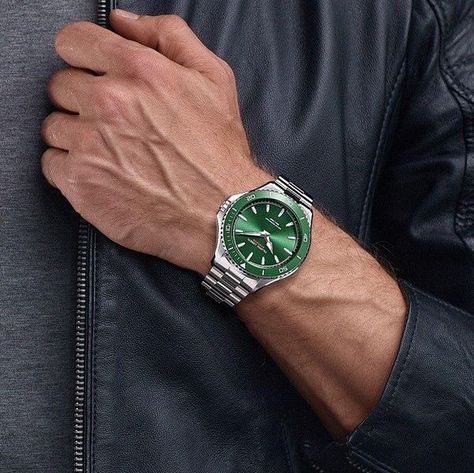 The best men's green dial watches are those that complement your needs and lifestyle, not just the color of their face. Read on for details. Green Face Watch, Green Dial Watch Men, Cr7 Watch, Watch Outfit Men, Green Watch Men, Watch Outfit, Green Dial Watch, Sleek Watch, Green Watch